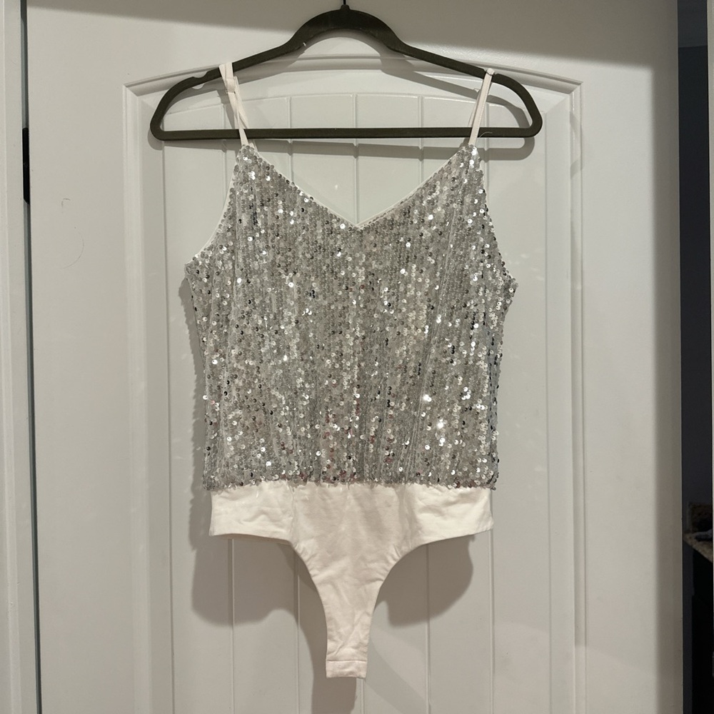 ShowPo Silver Sequin Bodysuit